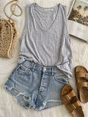 Free People We The Free Gray Ribbed Tank – Size Small